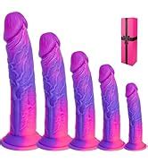 Amazon 4 Piece Realistic Silicone Colorful Funny Dildo Set 7 8 9 10 Fantasy Pink