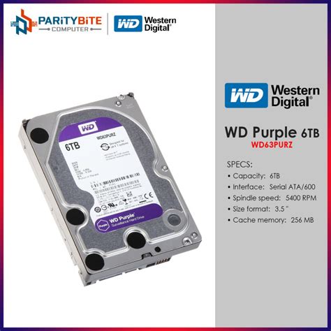 Western Digital WD Purple 6TB (WD63PURZ) SATA 256MB Cache 3.5 Internal ...