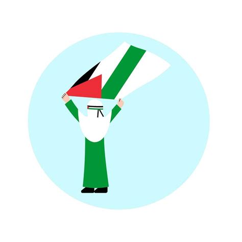 Hijab Woman Holding Palestine Flag Vector Art At Vecteezy