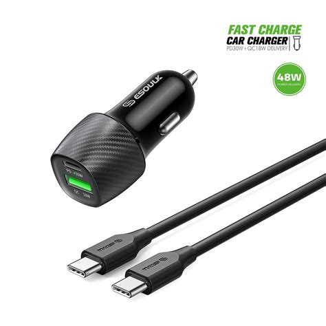 Compatible For iPhone 16E / SE4 2025 48W Car Charger PD + 2.4A USB with 3FT C to C cable