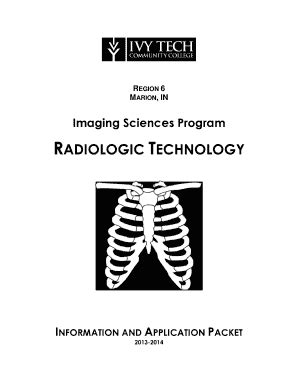 Fillable Online Ivytech Ivy Tech Radiology Program Marion Form Fax