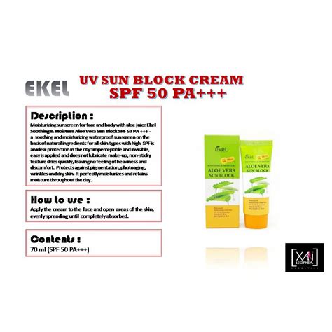 EKEL ALOE VERA UV SUN BLOCK CREAM SPF 50 PA+++ | Shopee Philippines