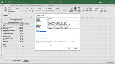 Income Statement Format Excel