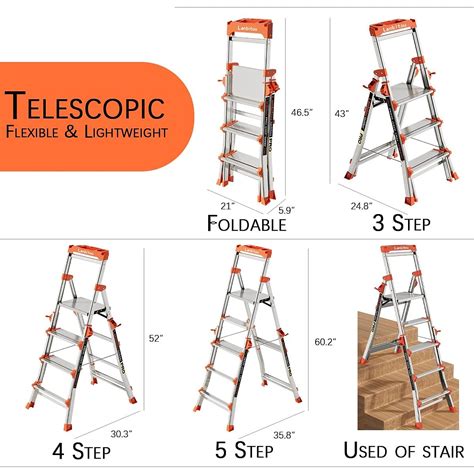 18mo Finance Lanbitou Ladder 5 Step Ladder 3 Step Folding Step
