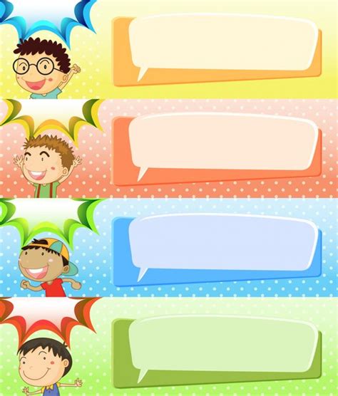 Speech Bubble Templates With Four Boys Free Vector