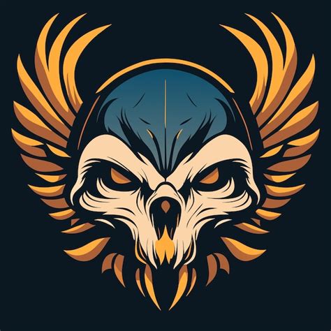 Premium Vector Vintage Eagle Skull Symbol Flat Graphic Design