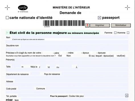 Cerfa Le Formulaire De Demande De Carte Didentite Ou Passeport Images