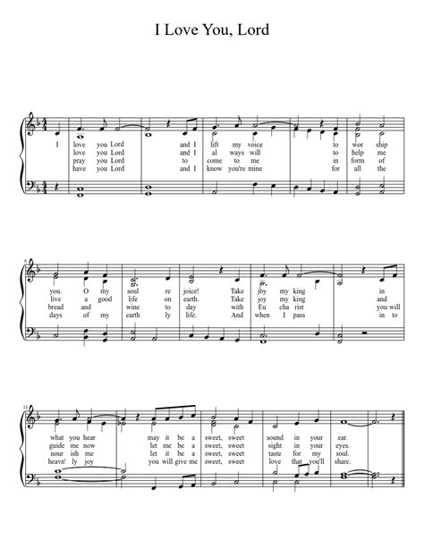 I Love You Lord Sheet Music Hymn Sheet Music Piano Sheet Music