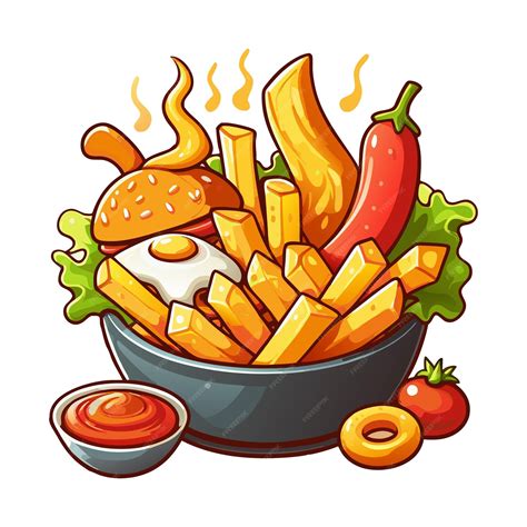 Fried food clipart vector on white background | Premium AI-generated vector