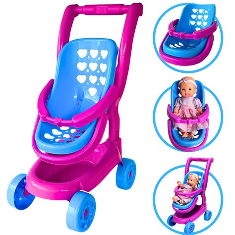 Carrinho De Boneca Vira Bebê Conforto 2 Em 1 Brinquedo Menina Rosa Faz