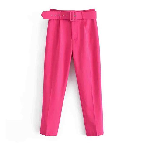 Ladies Trousers Casual Straight Pants Slim Fit Pockets Pant For Fall