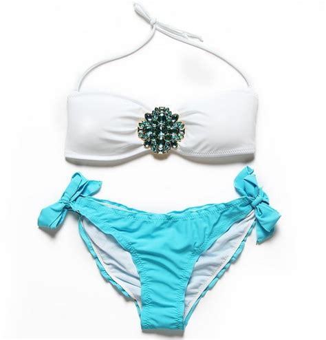 Women Crystal Trikini Rhinestone Bikini Set Push Up Swimwear