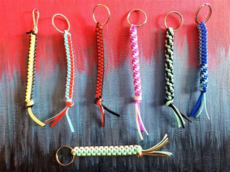Personalized Braided Keyrings Boondoggle Keychain Gimp Plastic Lacing