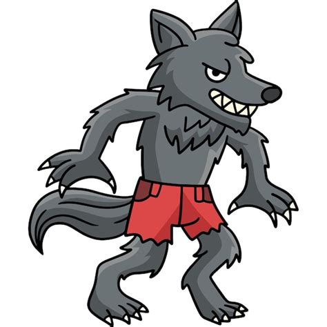 Werwolf Halloween Cartoon Farbige Cliparts Premium Vektor