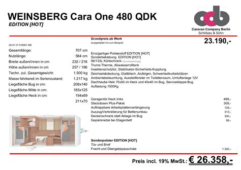 Weinsberg Caraone Qdk Edition Hot Nr Caravan Company Berlin