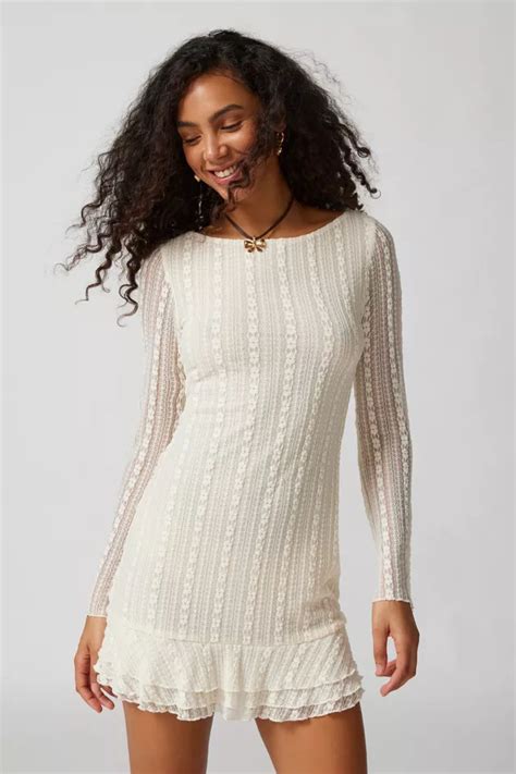 Motel Jeilani Lace Long Sleeve Mini Dress Urban Outfitters