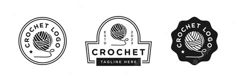 Premium Vector Set Crochet Logo With Yarn Ball Knitting Vector