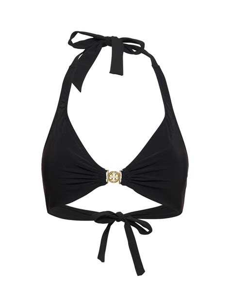 Tory Burch Miller Halter Neck Bikini Top Black Editorialist