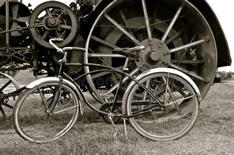 Wheels Of A Steam Engine An Vintage Bicycle Stock Image Image Of