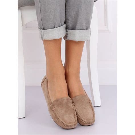 Mokasyny damskie beżowe R812-1 Khaki brązowe wielokolorowe | Loafers ...