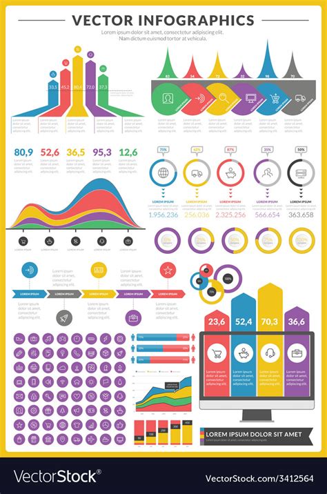 Big Pack Of Data Visualization Infographics Vector Image Hot Sex Picture