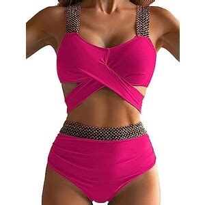 Shownicer Costume Donna Due Pezzi Bikini A Vita Alta Push Up Bikini Swimwear Sexy Costumi Da