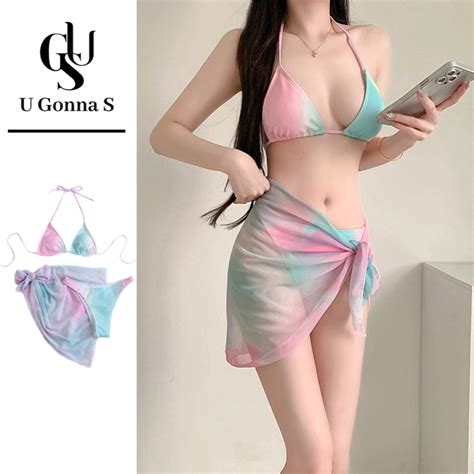 U Gonna S Bikini Set With Cover Up Swimsuit For Women 3 Piece Padded Sexy Outfit Beachwear