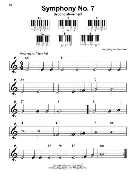 Beethoven Symphony 7 Allegretto Piano Sheet Music Symphony Allegretto