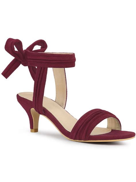 Perphy Womens Open Toe Ankle Bow Tie Mid Heel Sandals