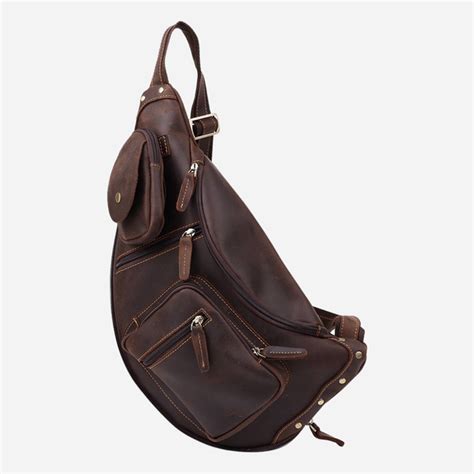 Сумка-слинг мужская кожаная Vintage leather-20373 Коричневая ...