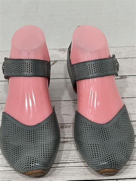 Rieker Antistress Gray Leather Mary Jane Shoes With H Gem