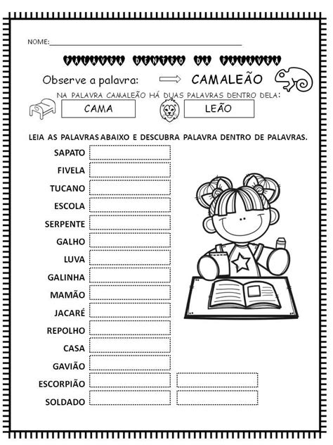 Palavra Dentro De Palavra Atividade - 12 ideias de Palavra dentro de palavra | atividades alfabetização e ...