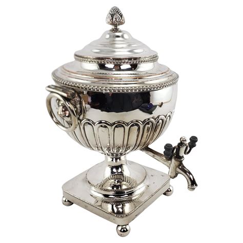 Antique Early Victorian Silver Plated Tea Or Hot Water Urn With Floral
