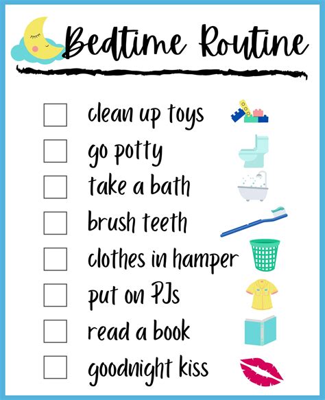 Kids Bedtime Routine Chart - 10 Free PDF Printables | Printablee