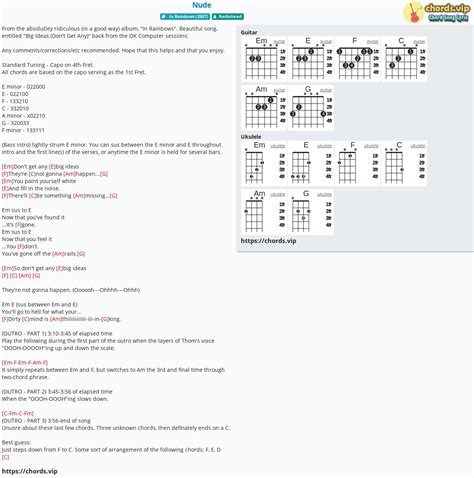 Chord Nude Tab Song Lyric Sheet Guitar Ukulele Chords Vip