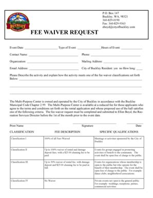 Fillable Online Fee Waiver Request Form Buckley Fax Email Print