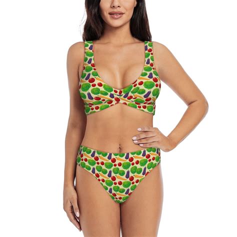 Rocae Vegetable For Bikini Set For Women Two Piece Sexy High Swimsuits