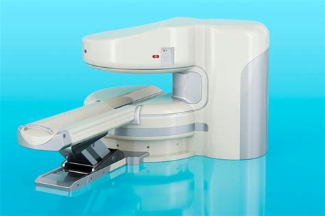 premium photo open mri machine  rendering  blue background