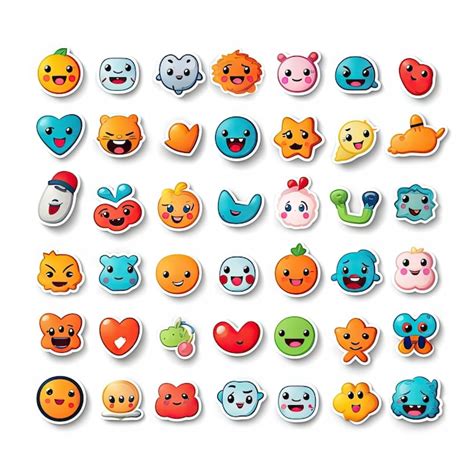 Premium Photo Cute Emoji Stickers Over White Background
