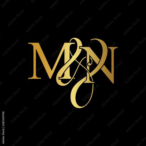 Initial letter M & N MN luxury art vector mark logo, gold color on ...