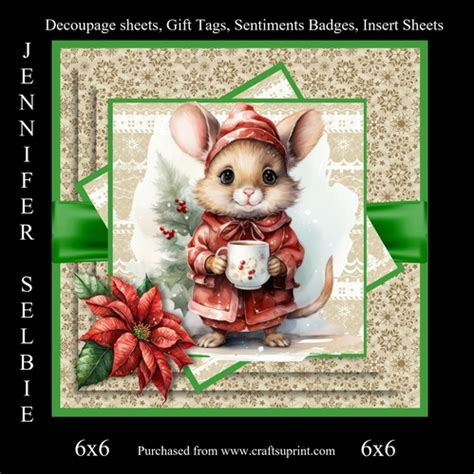 Christmas Mouse With His Hot Chocolate CUP Craftsuprint