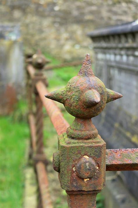 Cast Photograph Iron Grave Fence With Spiked Sphere By Anita Hiltz