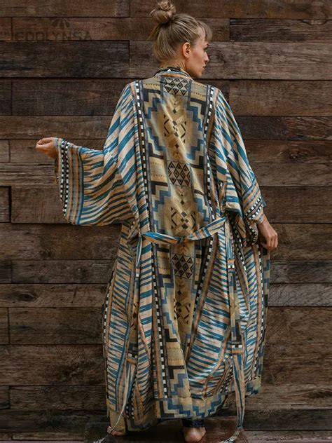 Bohemian Printed Bikini Cover Ups Elegant Self Belted Kimono Dress Tunic Women Plus Size Beach