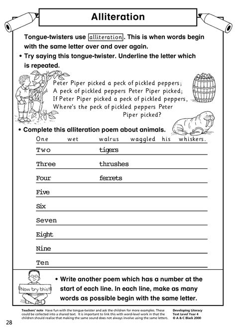 Alliteration Poetry Writing Ks English Teachit Worksheets Library