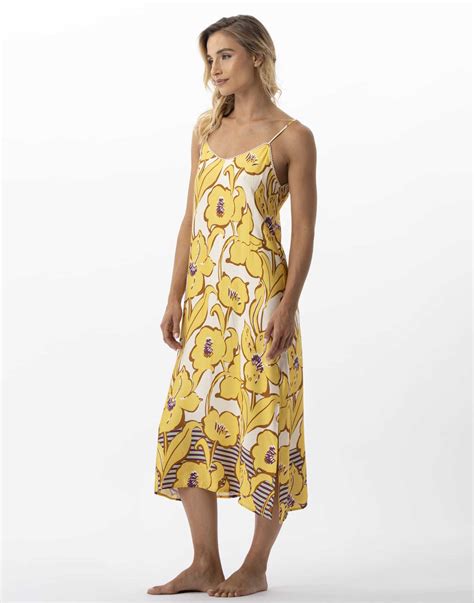 Long Flower Print Nightie In 100 Viscose NEROLI 713 Multicolour Lingerie Le Chat