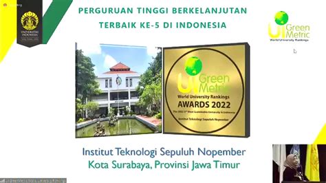 Dukung Sustainability ITS Raih Lima Besar Nasional UI Greenmetric 2022