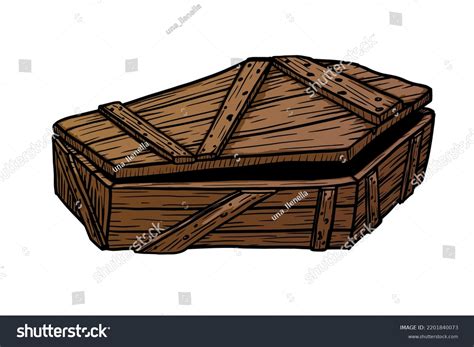 Closed Wooden Coffin Vector Illustration Isolated Stock Vector Royalty