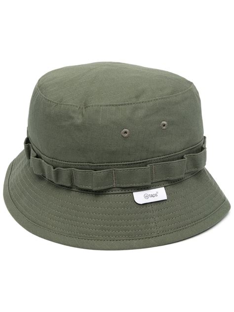Wtaps Logo Embroidered Bucket Hat Green Editorialist