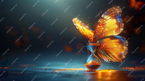 Premium Photo | Glowing Butterfly on Hourglass Against Nocturnal Cityscape