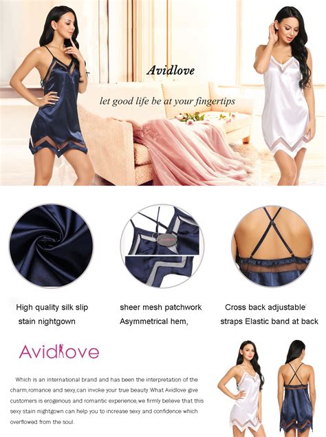 Avidlove Women Teddy Lingerie V Neck Nightwear Sexy Satin Sleepwear Mini Chemise Blue At Amazon